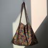 Bolso de Hombro de Lona y Pana con Estampado de Leopardo, Doble Capa Mejorada, Estilo Coreano, Selección de Influencers, Estudiante de Verano, Artístico