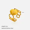 Anillo Abierto Polaris Oro Titanio Acero Europeo y Americano para Mujer, Joyería de Nicho 316, Anillo de Acero Inoxidable de Lujo Ligero de Gama Alta