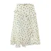 Falda Irregular Retro con Volantes en Estampado de Lunares Color Albaricoque 9844