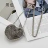 Tendencia Transfronteriza Bolso para Labial de Diamantes Brillantes para Mujer Mini Decoración de Cadena de Corazón con Bolsita Bolsita para Auriculares con Forma de Corazón de Moda para Mujer