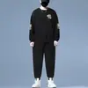 Traje de primavera y otoño para hombre de talla grande, sudadera holgada para hombres más corpulentos, conjunto deportivo casual de dos piezas para hombre talla extragrande