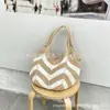 Bolsa de Paja Tejida Hueca de Gran Capacidad para Viajes de Verano en la Costa Bolso Tejido de Playa para Mujer Nuevo Estilo 2025 Bolso de Hombro para Debajo del Brazo
