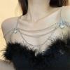 Nueva Cadena de Encaje con Gota de Zirconia Cadena para el Pecho Collar Cadena para el Hombro Diseño Elegante Lujo Ligero Moda Nicho Cadena para el Cuello para Mujeres