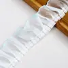 Encaje de malla de doble capa de 5 cm con bordes festoneados y detalles plisados, cinta de malla plisada de doble capa para accesorios y materiales de bricolaje