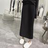 Saia de malha de comprimento médio feminina 2024 outono e inverno nova saia slim fit elástica cintura alta bainha vertical saia da moda