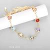Pulsera de cuentas coloridas de cristal natural para mujer, pulsera coreana para estudiante, cristal de fresa, pulsera para amigas, pulsera de piedra lunar, pulsera de cuentas moderna