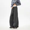 Calça Casual Oversized Lisa de Algodão Puro 320g para Outono