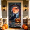 Cubierta de puerta de Halloween transfronteriza TMEU con las palabras "Cuidado con la oscuridad" y una pancarta de decoración de horror de mano sangrienta