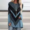 Aliexpress Venta Caliente Moda Personalizado Retro Impresión 3D Mujer Cuello Redondo Manga Larga Holgado Top Estilo Europeo y Americano Ropa para Mujer