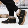 Botas de Nieve de Invierno con Forro de Felpa para Niños y Niñas, Botines Cortos de Algodón Antideslizantes, Zapatos Bajos Cálidos para Niños de Gamuza con Velcro