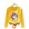 Camiseta de manga comprida para meninas, nova e estilosa, 2026 primavera e outono, blusa básica de algodão puro para meninas, top de outono fofo para crianças