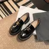 Versión de piel~ Mocasines de plataforma alta para mujer, estilo británico, zapatos de piel auténtica slip-on con tacón grueso Arco del Triunfo