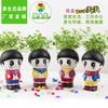 Ecología Original DIY mini artesanías de plantas de cerámica muñeca cabeza de pasto maceta suculenta regalo creativo para pareja