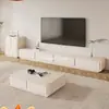 Gabinete de TV Branco Estilo Creme Francês Arredondado Combinação Mesa de Centro Moderna Simples Sala de Estar Casa Apartamento Pequeno de Chão Minimalista