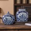 Jingdezhen Novo Estilo Chinês Vaso de Cerâmica Vaso Decorativo Ornamentos de Cerâmica Acessórios para Casa Vaso Antigo Hidropônico Bule de Chá