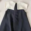 2026 Novo Estilo de Verão Estilo Coreano Vestido Preto Sem Mangas com Gola Xale para Meninas Vestido Elegante de Princesa para Meninas