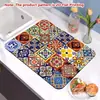 Alfombrilla Aislante de Tierra de Diatomeas con Azulejo Floral Estilo Americano Venta al por Mayor Transfronteriza Alfombrilla para Mesa de Comedor Alfombrilla Absorbente Resistente a las Manchas Alfombrilla Drenante para Encimera de Cocina