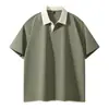 Camisa polo de manga corta de verano con cuello de contraste, con un diseño bicolor, una camiseta para hombre en bloques de color, adecuada para negocios y ventas transfronterizas, hecha con tejido de malla piqué de 40 hilos