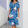 Comercio Exterior Transfronterizo Explosiones Elegante Vestido de Verano para Mujer con Estampado Digital 3D de Flores de Colores de Manga Corta