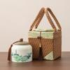 Bolsa de Pano de Rattan Retrô Lata de Chá de Cerâmica Selada Caixa de Presente Caixa de Embalagem Caixa de Presente de Lembrança Selada