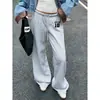 Primavera y Otoño Transfronterizo Deseo Estilo Deportivo Europeo Versátil Casual Color Sólido Cordón Recto Suelto Pantalones Largos En Stock Venta al por Mayor