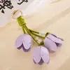 Dopamina Bolso Colgante de Flor de Tulipan Tejido a Mano en Cuero Colgante para Celular Llavero Colgante Estilo Niche Miu