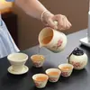 Set de Té Kung Fu de Cerámica Ru Tendencia y Estilo con Tetera y Tazas de Té para Uso Doméstico, Cerámica China de Lujo Ligero Gama Alta Venta al por Mayor