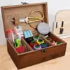 Venta Directa de Fábrica de Juego de Caja de Costura Grande de Madera Estilo Antiguo para el Hogar, Kit de Costura Multifuncional y de Alta Calidad, Disponible para Dropshipping