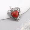 Colgante de Piedra Natural Cristal Vintage Transfronterizo, Colgante de Corazón Incrustado Collar Hueco DIY, Accesorios de Joyería de Lujo Ligero