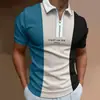Camisa polo de manga corta informal de verano para hombre, europea y americana, con impresión 3D, solapa, cremallera