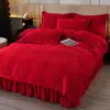 Nuevo Juego de Cubre Cama de Terciopelo Tallado de Cuatro Piezas, Terciopelo Térmico Grueso de Alto Peso para Invierno, Cubre Cama Completamente Mate, Terciopelo de Leche