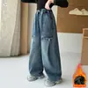 Jeans de Pana para Niñas Otoño e Invierno con Botones Frontales de Moda, Pantalones Cargo, Pantalones Anchos para Estudiantes Primavera y Otoño, Pantalones de Papá, Modernos