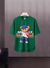 Camiseta de manga curta masculina Moda Marca Verão Manga Solta de Cinco Pontos 2024 Nova Internet Trendy Ins Simples Top Impresso
