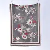Nuevo Bufanda de Moda con Bloques de Color de Flor de Magnolia Otoño e Invierno para Mujer, Estilo Coreano Versátil Elegante Calentador de Cuello y Chal a Prueba de Frío