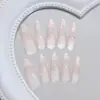Uñas Postizas 3D Hechas a Mano Pre-Hechas Gato Ojo de Gato Leche Albaricoque Luna Lazo Corazón Estilo Europeo y Americano Puntas de Uña Desmontables 30 Piezas