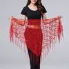 En stock Traje de Baile Lentejuelas Borla Triángulo Toalla Mesa Rendimiento Toalla de Cadera Práctica Cadena de Cintura Toalla de Cintura Cadena de Cintura de Danza del Vientre Europa y América