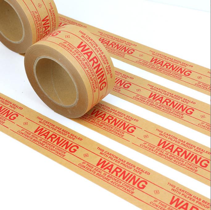 免水牛皮纸胶带红字WARNING 6CM