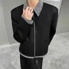 Chaqueta Estilo Chanel Retro Estilo Americano Hombreras Cortas Corte Limpio Costuras de Color Contrastante Solapas Chaqueta para Hombre Top Holgado