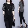 535 # Traje Holgado de Manga Corta para Mujer de Talla Grande a la Moda Cubre Carne para Mujer 2025 Verano Nuevo Estilo mm Gordita Conjunto Casual de Dos Piezas