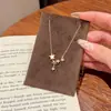 Colar de Estrela, Moda de Nicho Levemente Luxuosa, Corrente para Clavícula de Concha Natural para Mulheres, Sensação de Alto Padrão, Colar de Estrela de Cinco Pontas Simples do Tiktok