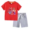 2026 Camiseta Infantil Masculina Verão Novo Estilo Manga Curta Roupa Infantil Estilo Coreano Algodão Calça Curta Feminina Conjunto de Duas Peças