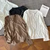 Suéter de punto con botones y cuello tipo Henry estilo coreano para mujer, nuevo modelo de principios de otoño 2026, corte ajustado, suéter de punto versátil para ventas transfronterizas