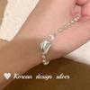 Pulsera de Plata de Ley S925 Estilo Ins Coreano Cuadrada Marca Cadena de Perlas Inglesas Elegante Simple Diseño de Nicho Joyería de Mano para Mujeres