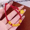 Pulsera de Estrella de Cinco Puntas Martillada Chapada en Oro de Latón de Alta Conservación del Color con Hilo Rojo, Pulsera Tejida Exquisita Hecha a Mano de Lujo Ligero para Mujer
