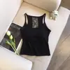 Sexy Camisola de Encaje Calado Espalda Descubierta para Mujer, Top Corto sin Mangas Verano 2026 con Almohadillas Integradas en el Pecho