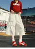 Direto da Fábrica Estilo Americano High Street Calça Macacão Cropped 100% Algodão Masculina Verão Reta Solta Casual Versátil