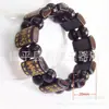Atacado de Presente Pulseira de Mão com Mantra de Seis Caracteres de Obsidiana Imitação Pulseira de Contas Redondas com Mantra de Seis Caracteres em Estampagem a Quente Item de Bem-Estar