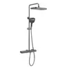 Juego de Ducha Gris Gunmetal con Soporte de Altura Ajustable, Sistema de Agua de Cobre, Estante Grande de Almacenamiento, Sistema de Ducha Completo
