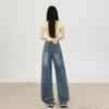 Jeans Vintage de Pierna Ancha y Caída para Mujer 2025 Nuevo Verano Rectos Sueltos Adelgazantes High Street Lavados Pantalones Largos hasta el Piso
