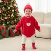 Ropa de Invierno para Bebés y Niños Pequeños Ropa de Navidad Transfronteriza para Niños y Niñas Ropa de Gateo de Manga Larga Otoño e Invierno Bata Gruesa con Capucha Forrada de Polar